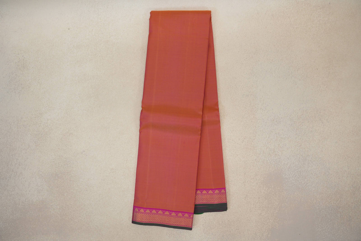 Online Dual Tone of Yellow and Pink with Bright Magenta with Bottle Green Selvedge Borders Vintage Kanjivaram Silk Saree