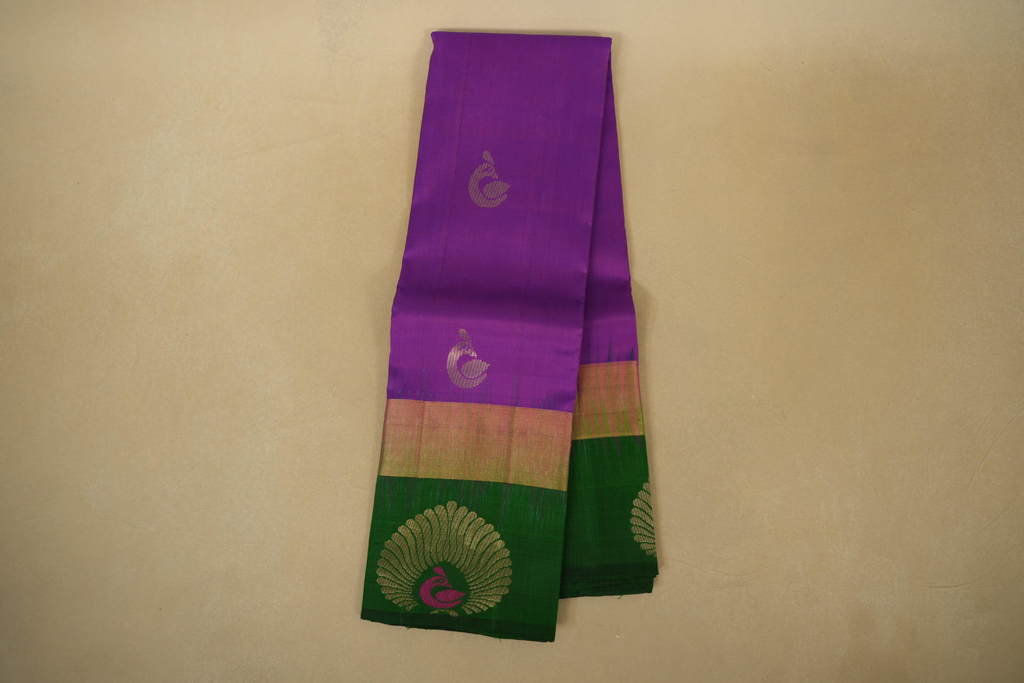 Online Magenta with Green Borders Light Weight Kanchipuram Silk Saree