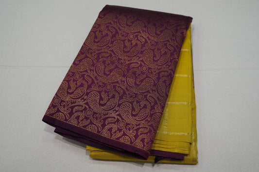 Lemon green vintage kanchipuram silk saree