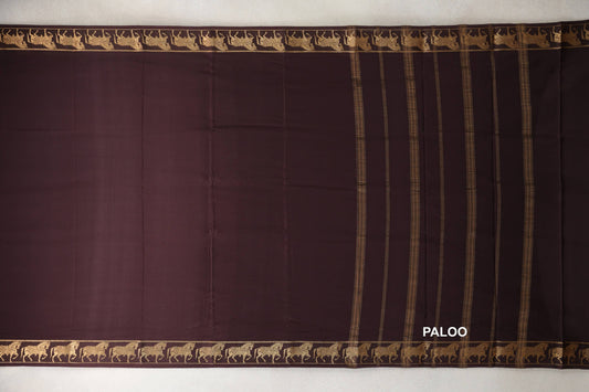 Coffee Bean Brown Mysore Silk Saree paloo