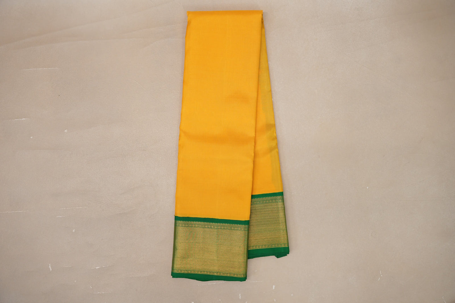 Online Bright Yellow with Emerald Green Borders Vintage Kanjivaram Silk Saree