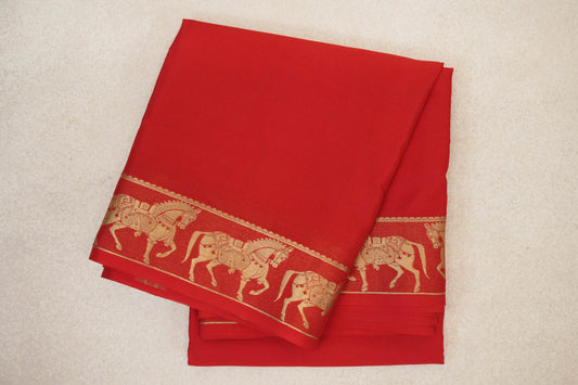 Bright Red Mysore Silk Saree