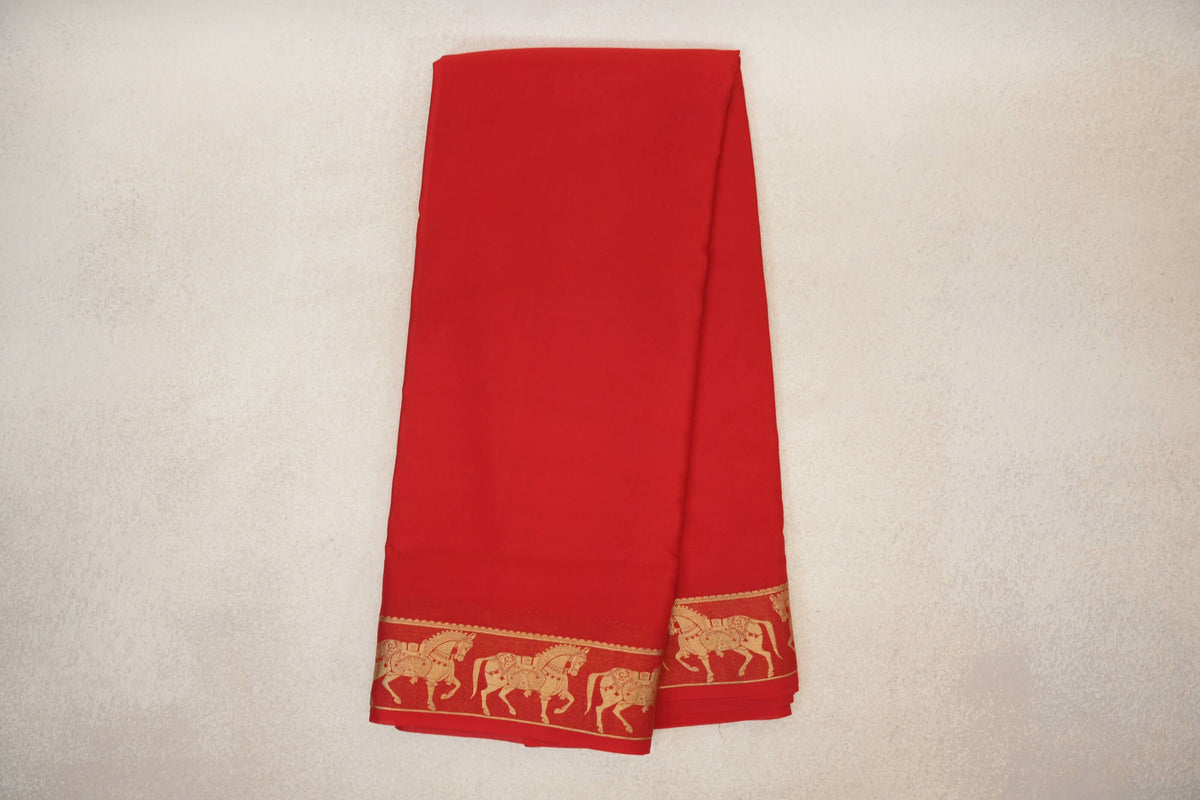 Online Bright Red Mysore Silk Saree