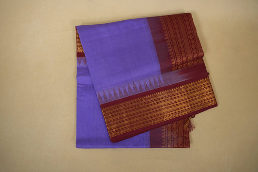 Lavender with Maroon Borders Silk Cotton Saree