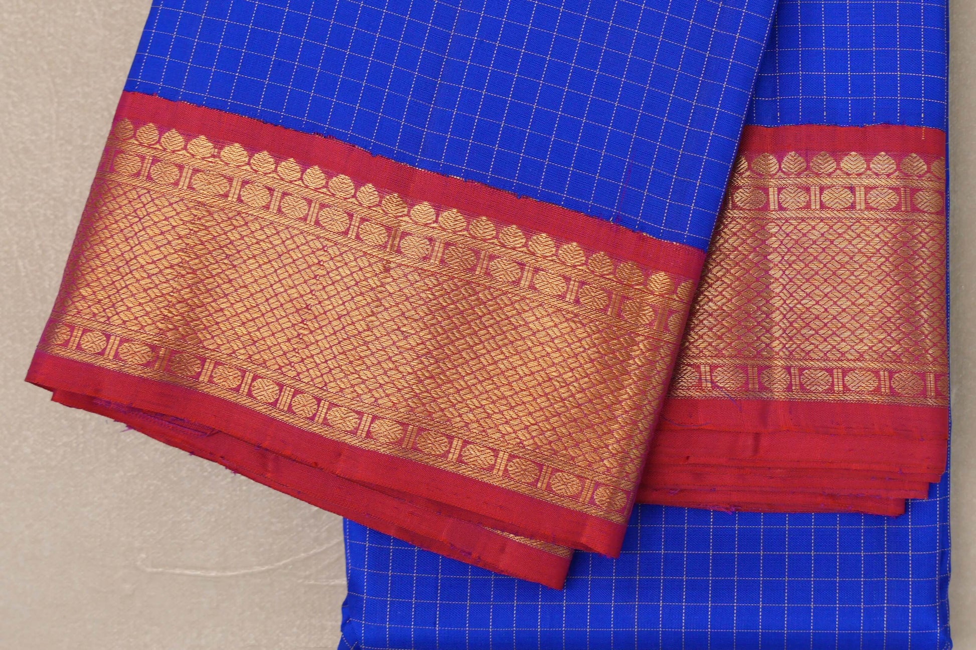 Royal Blue Vintage Kanjivaram Silk Saree borders