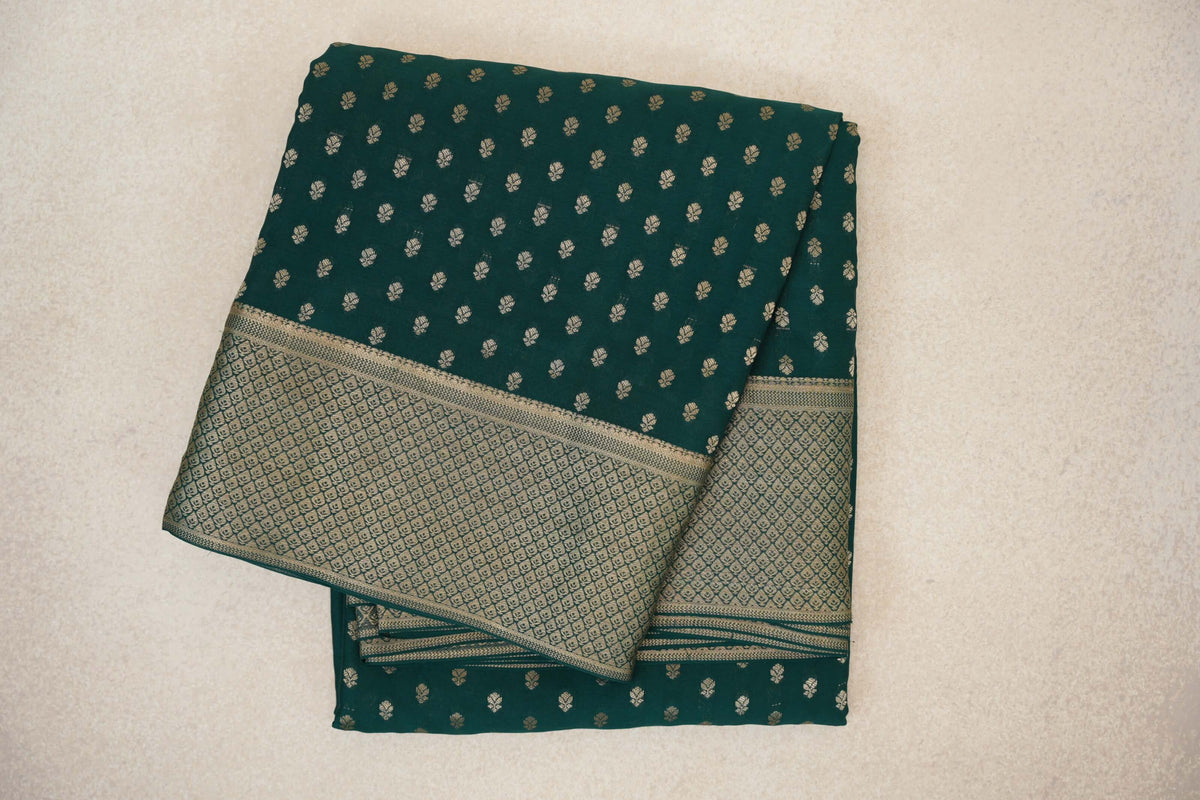 Deep Bottle Green Mysore Silk Saree
