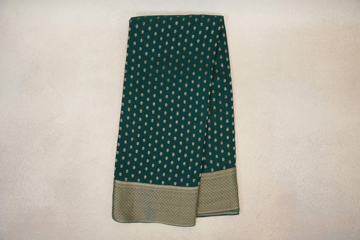 Online Deep Bottle Green Mysore Silk Saree