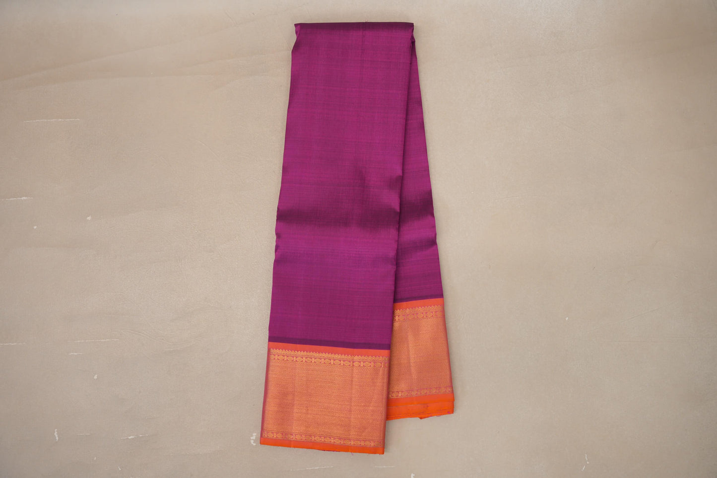 Online Deep Magenta with Orangish Pink Borders Vintage Kanjivaram Silk Saree