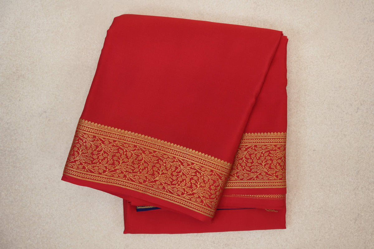 Bright Red Mysore Silk Saree