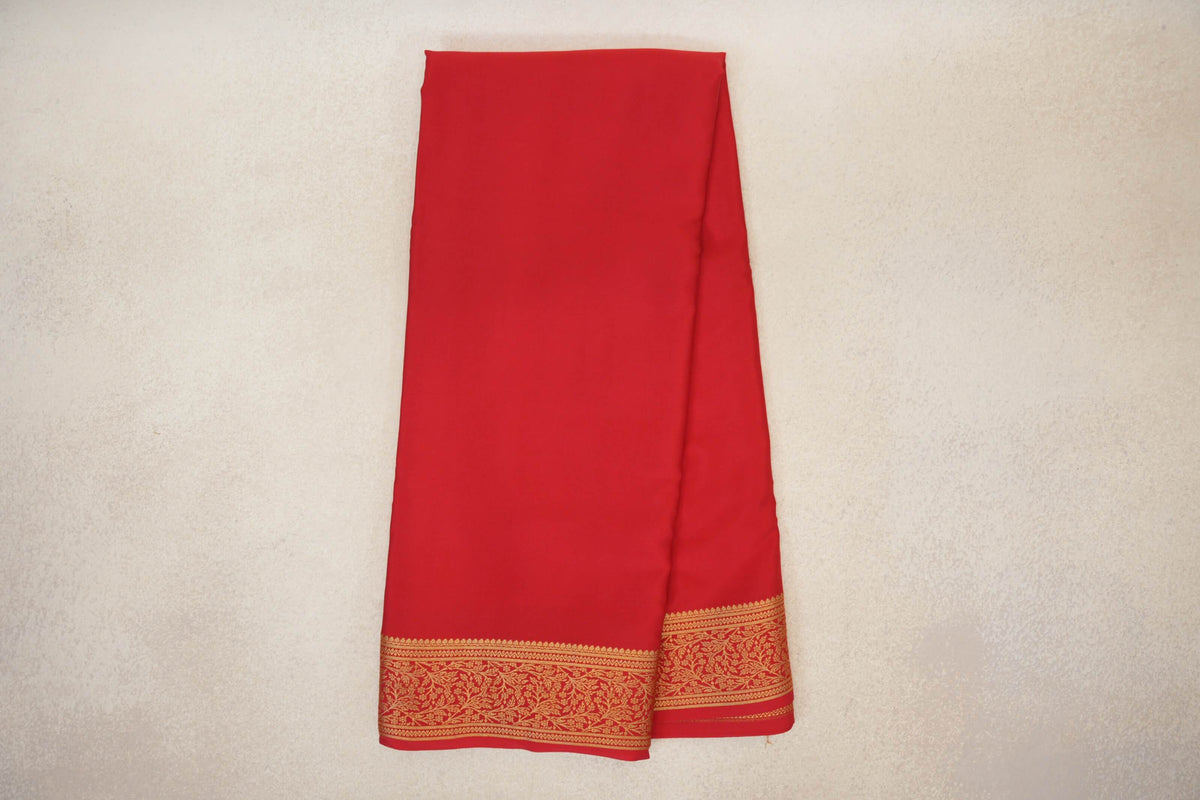 Online Bright Red Mysore Silk Saree