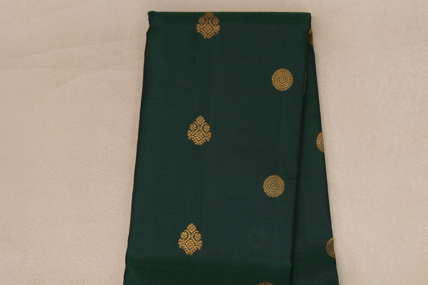 Deep Bottle Green with Rani Pink Borders Vintage Kanjivaram Silk Saree body