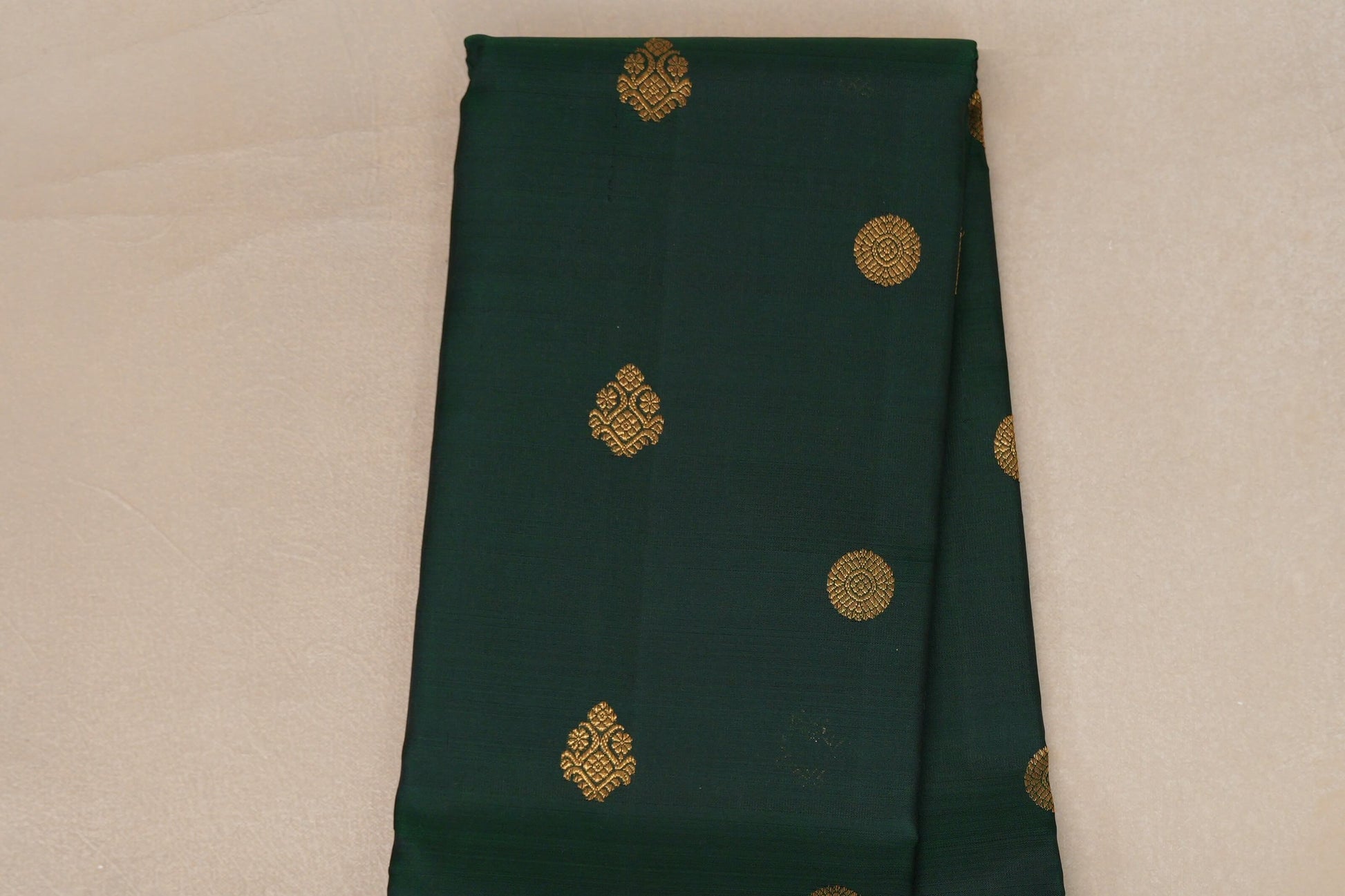 Deep Bottle Green with Rani Pink Borders Vintage Kanjivaram Silk Saree body