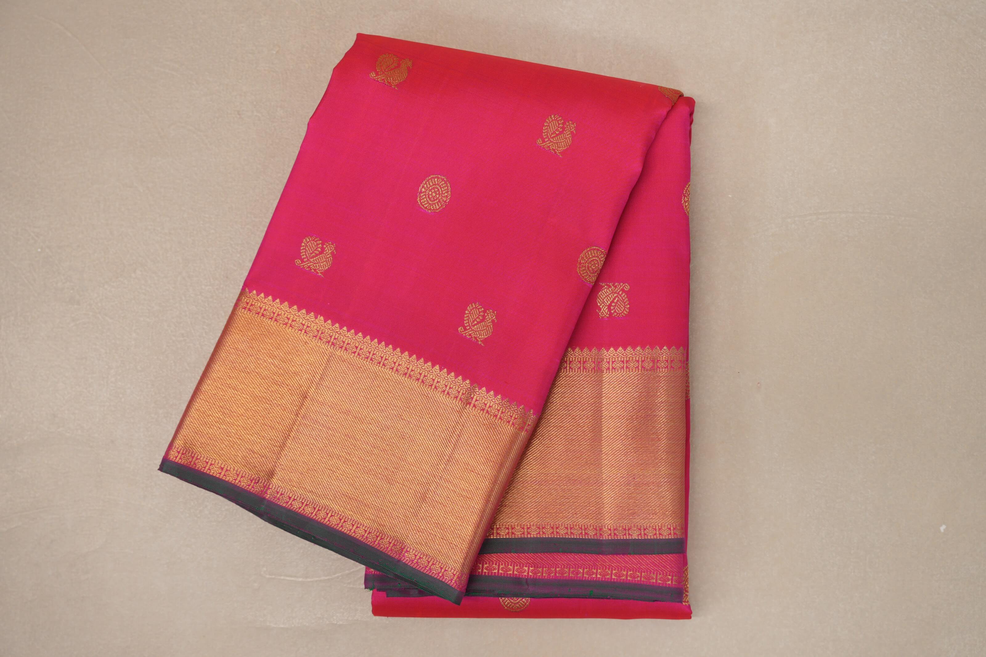 Orangish Pink Vintage Kanjivaram Silk Saree