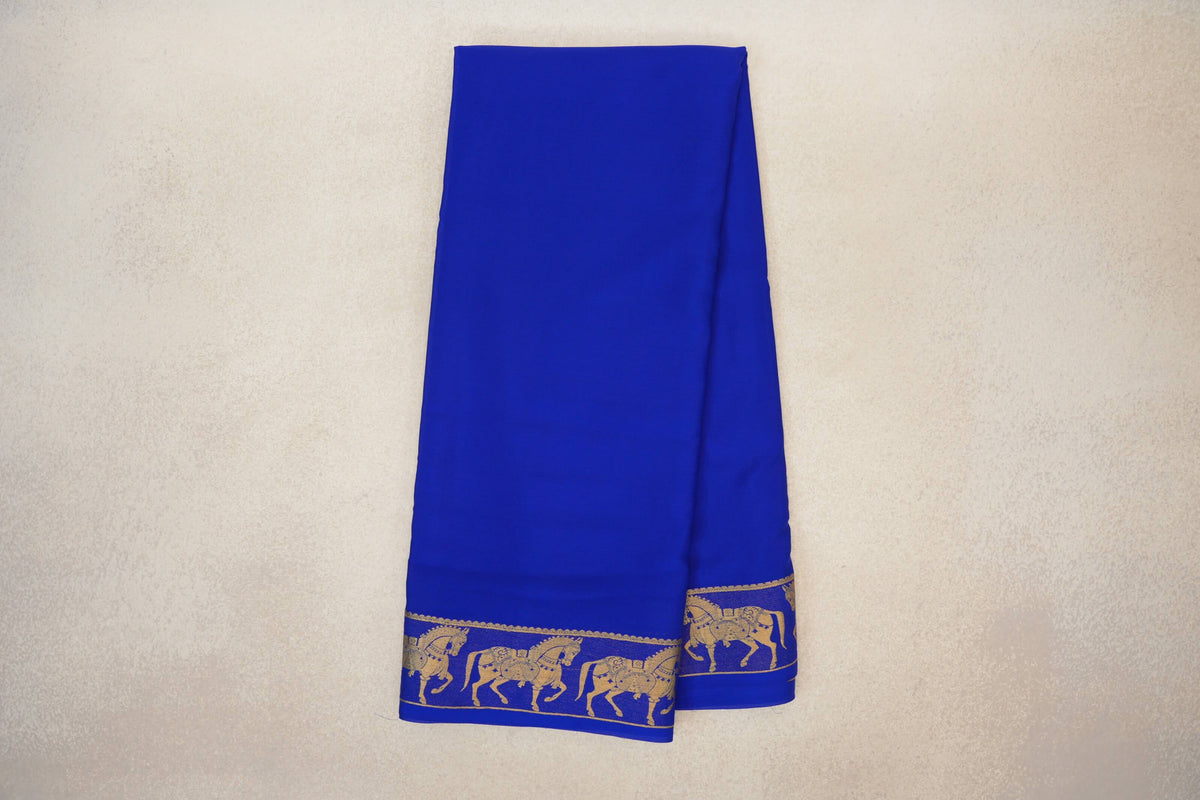 Online Bright Royal Blue Mysore Silk Saree