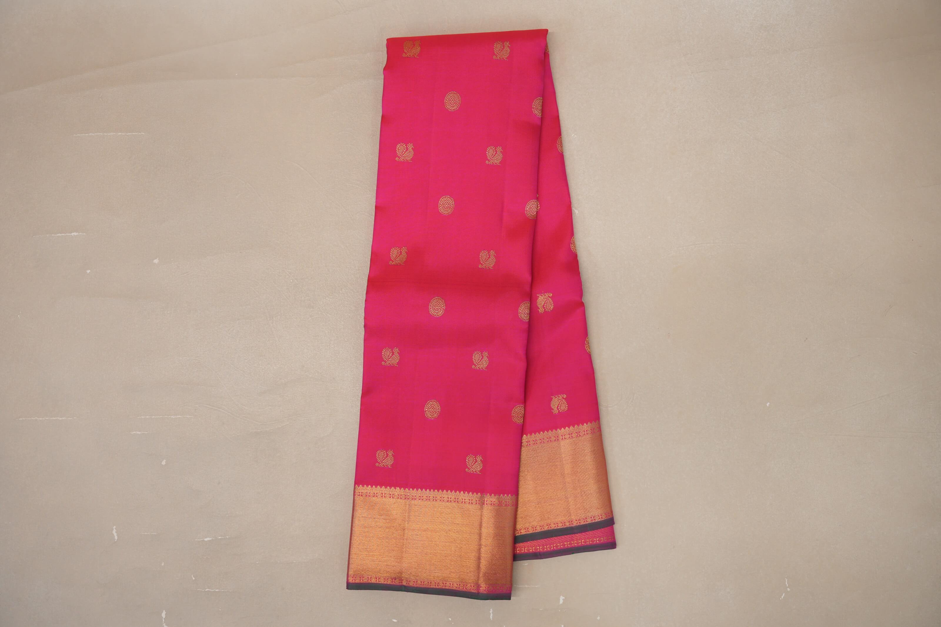 Online Orangish Pink Vintage Kanjivaram Silk Saree