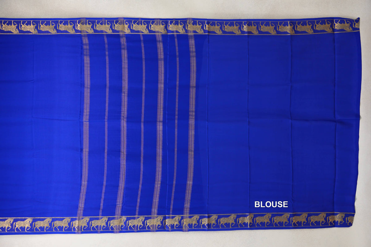 Bright Royal Blue Mysore Silk Saree blouse