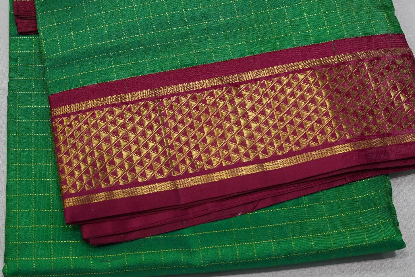 Checked ten yards madisar silk saree