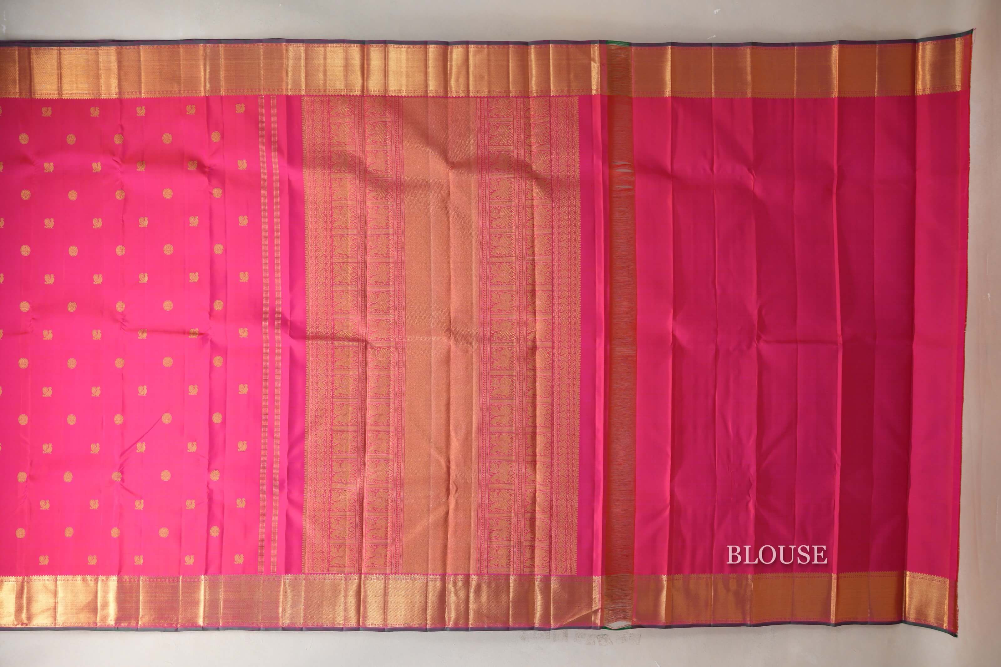 Orangish Pink Vintage Kanjivaram Silk Saree blouse