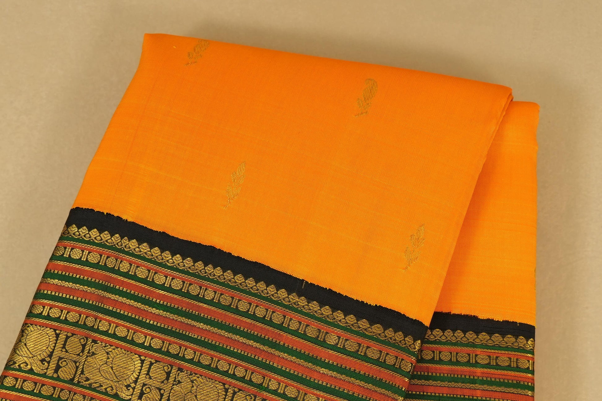 Mango Yellow Kanjivaram Silk Saree Body Zoom