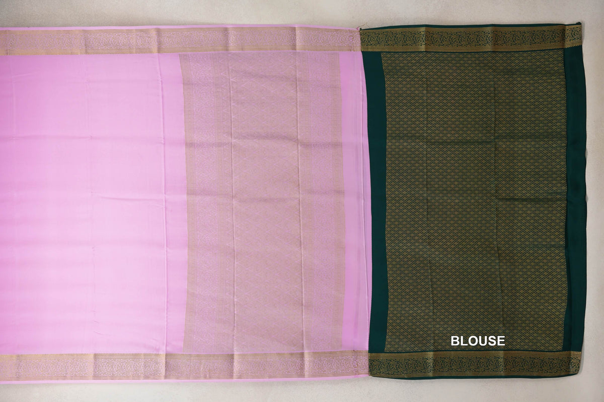 Baby Pink Mysore Silk Saree blouse