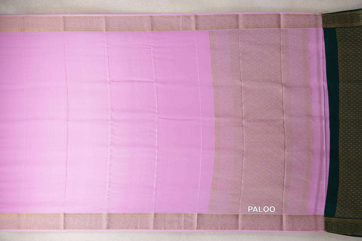 Baby Pink Mysore Silk Saree paloo
