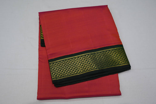 Brick red ten yards madisar silk saree