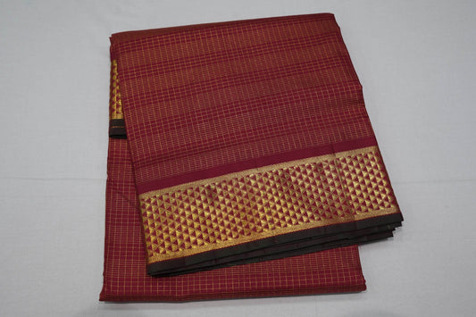 Maroon ten yards madisar silk saree