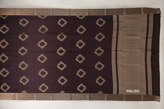 Coffee Bean Brown Mysore Silk Saree paloo