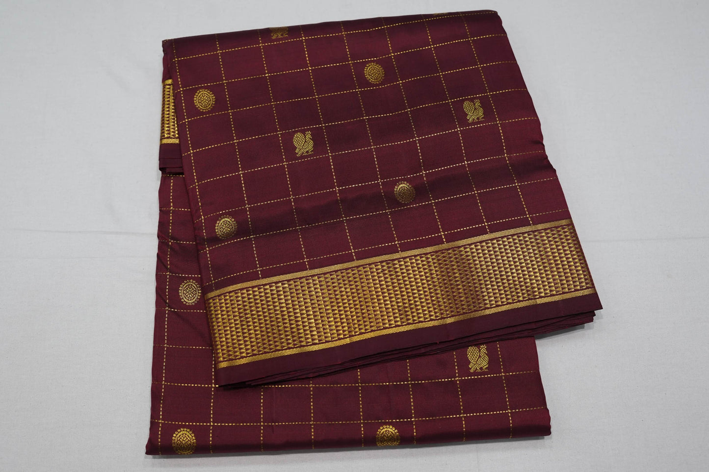Brown ten yards madisar silk saree