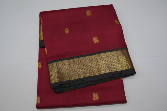 Maroon ten yards madisar silk saree