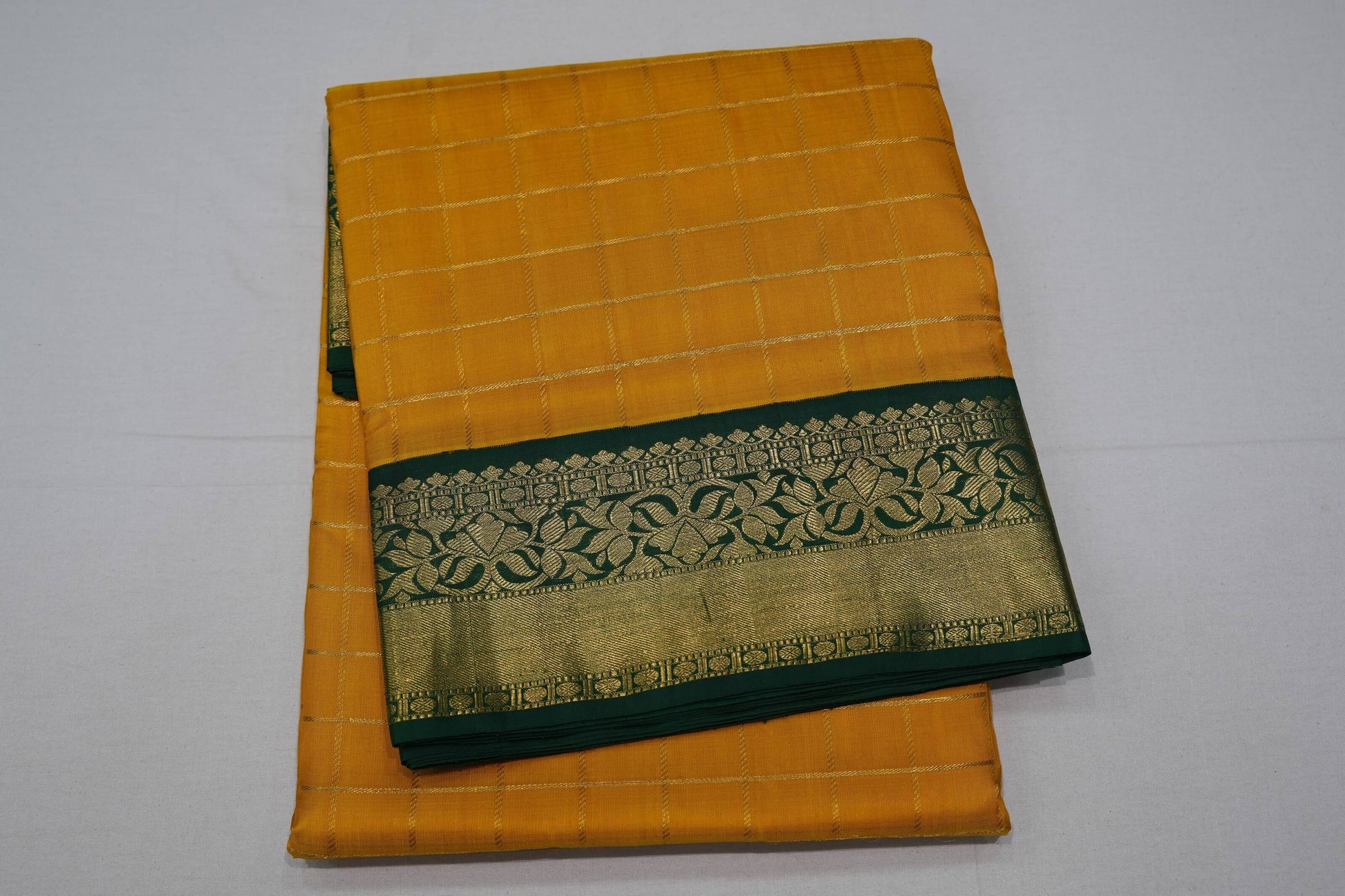 Yellow ten yards madisar silk saree