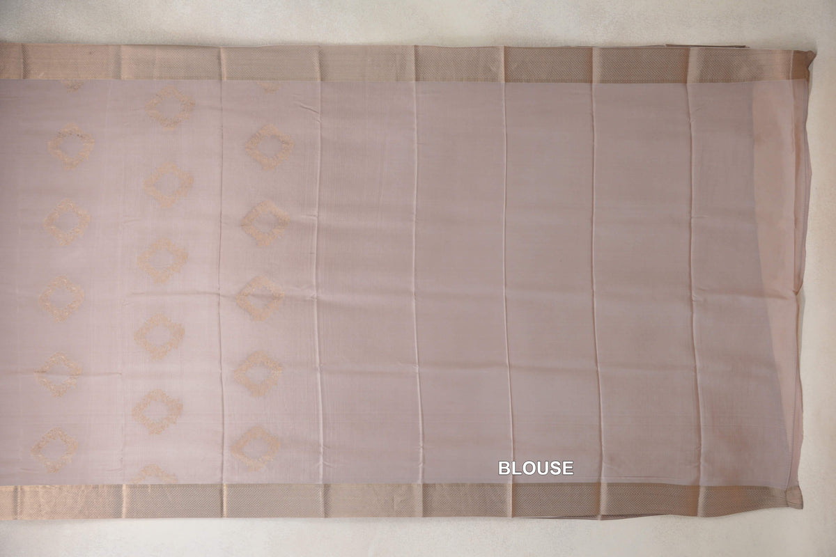 Light Sandal Beige Mysore Silk Saree blouse