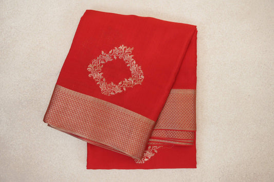 Bright Red Mysore Silk Saree 