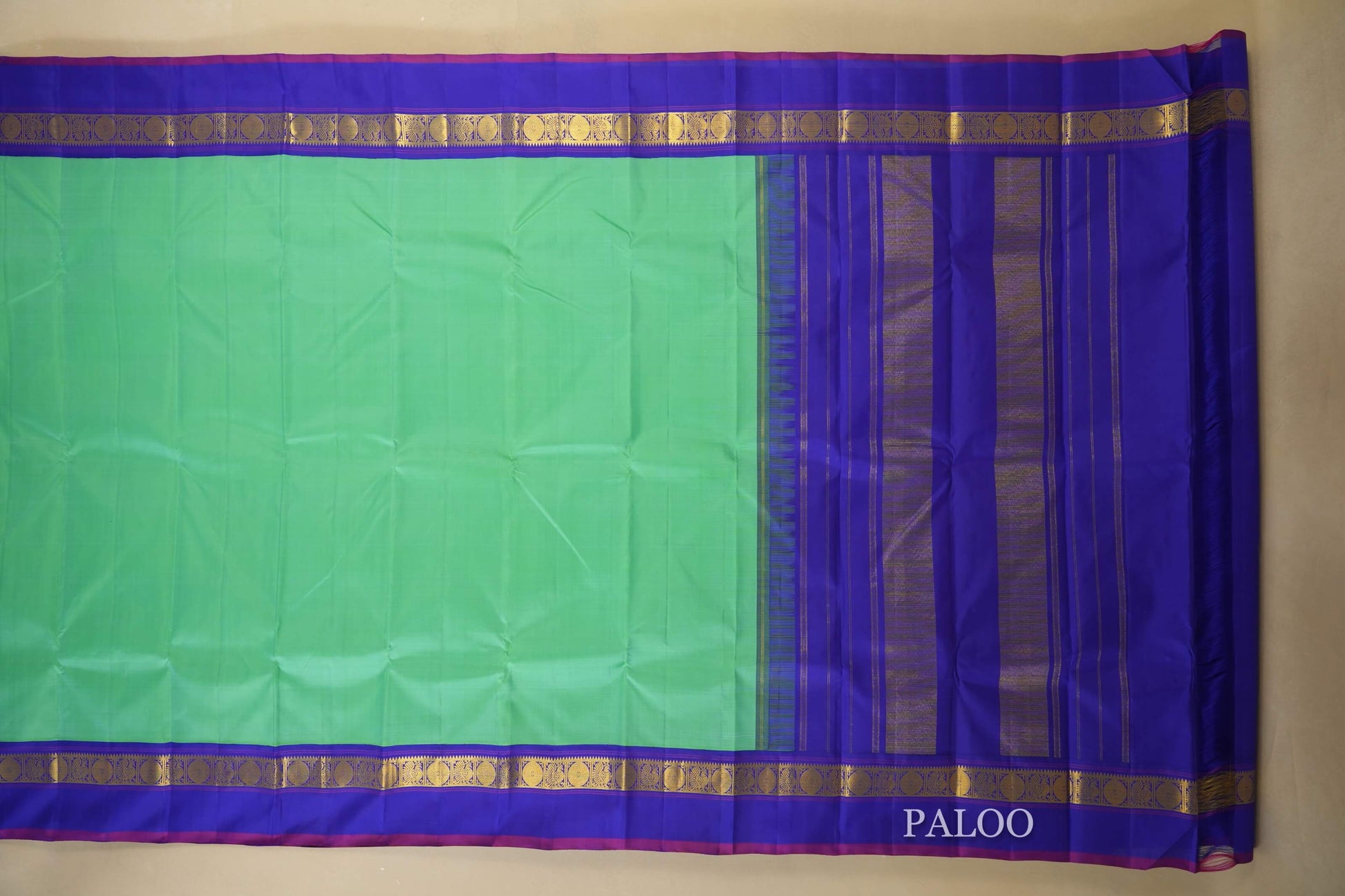 Rexona Green Vintage Kanjivaram Silk Saree Paloo
