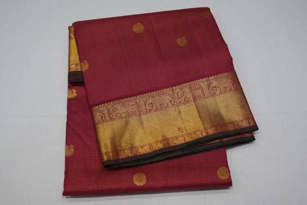 Maroon ten yards madisar silk saree