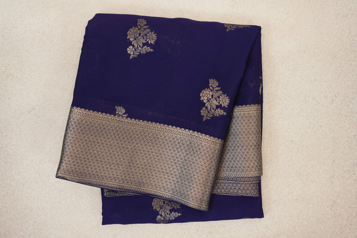 Deep Blue Mysore Silk Saree