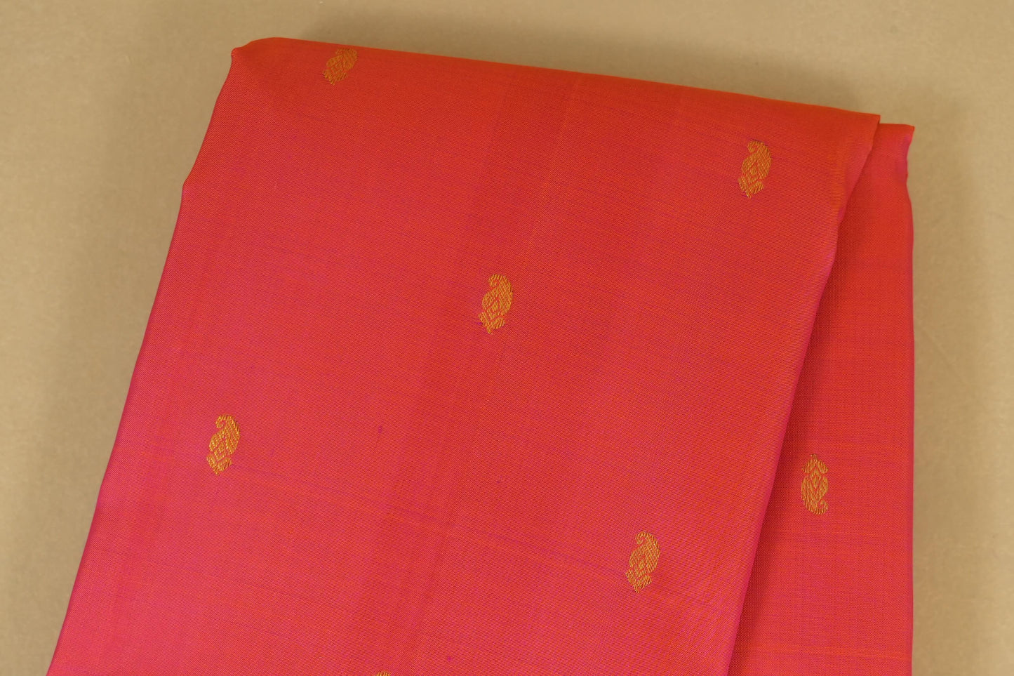 Pinkish Orange Vintage Kanjivaram Silk Saree Body Zoom