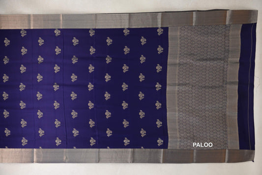 Deep Blue Mysore Silk Saree paloo