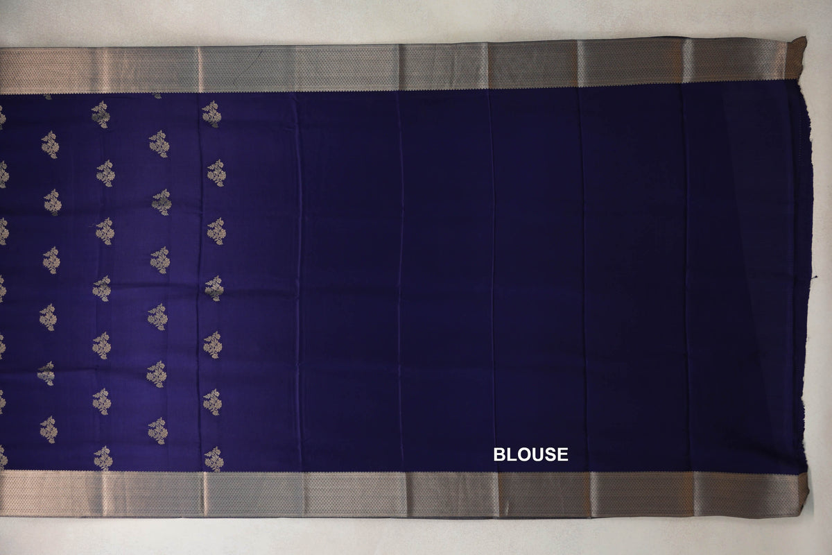 Deep Blue Mysore Silk Saree blouse