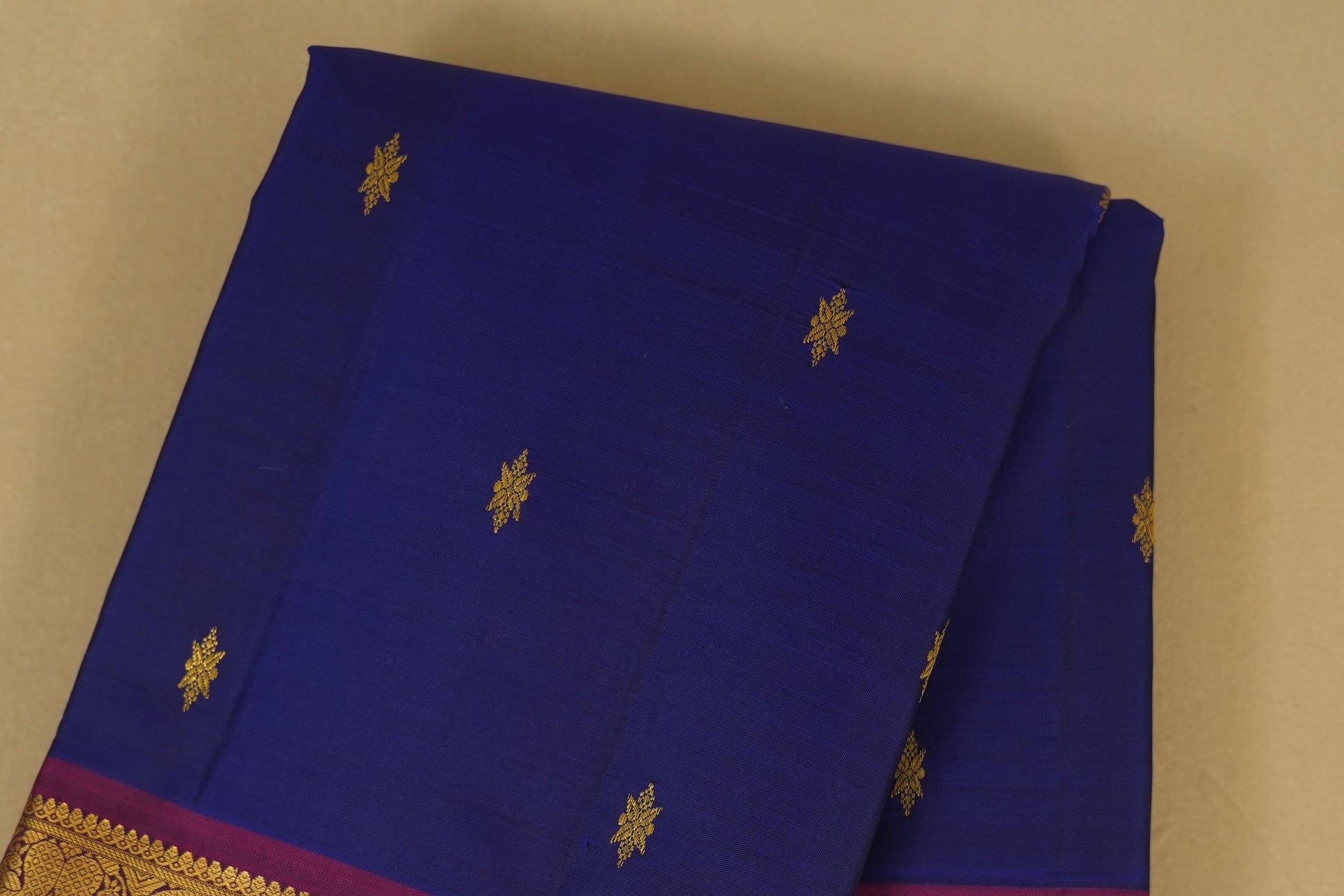 Navy Blue Vintage Kanjivaram Silk Saree  body zoom