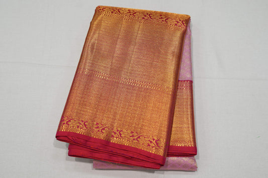 Baby pink vintage kanchipuram silk saree
