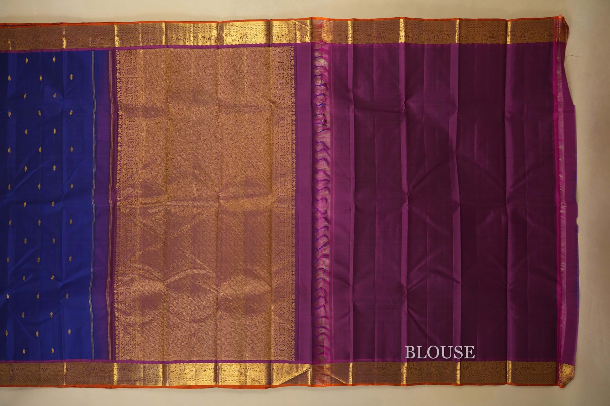 Navy Blue Vintage Kanjivaram Silk Saree Blouse