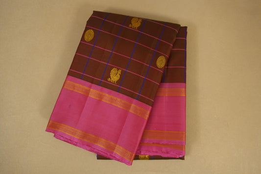 Folded Manthulir with Pink Borders Vintage Kanjivaram Silk Saree