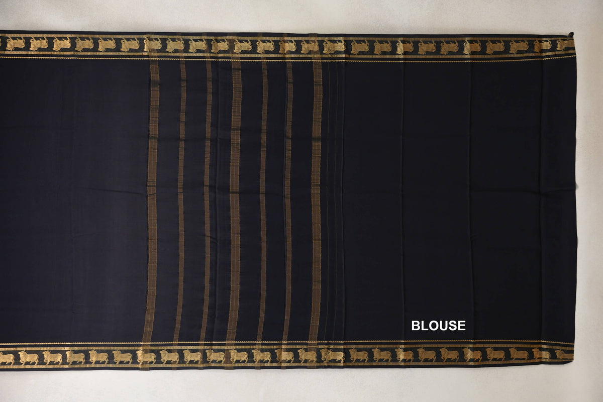 Black Mysore Silk Saree blouse