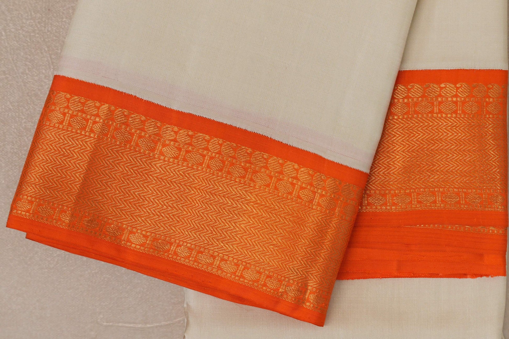 Cream Vintage Kanjivaram Silk Saree borders