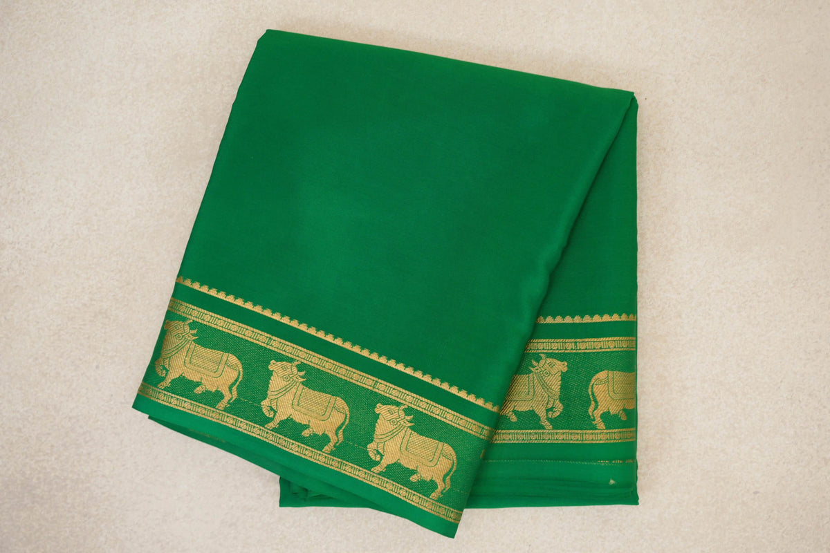 Leaf Green Mysore Silk Saree