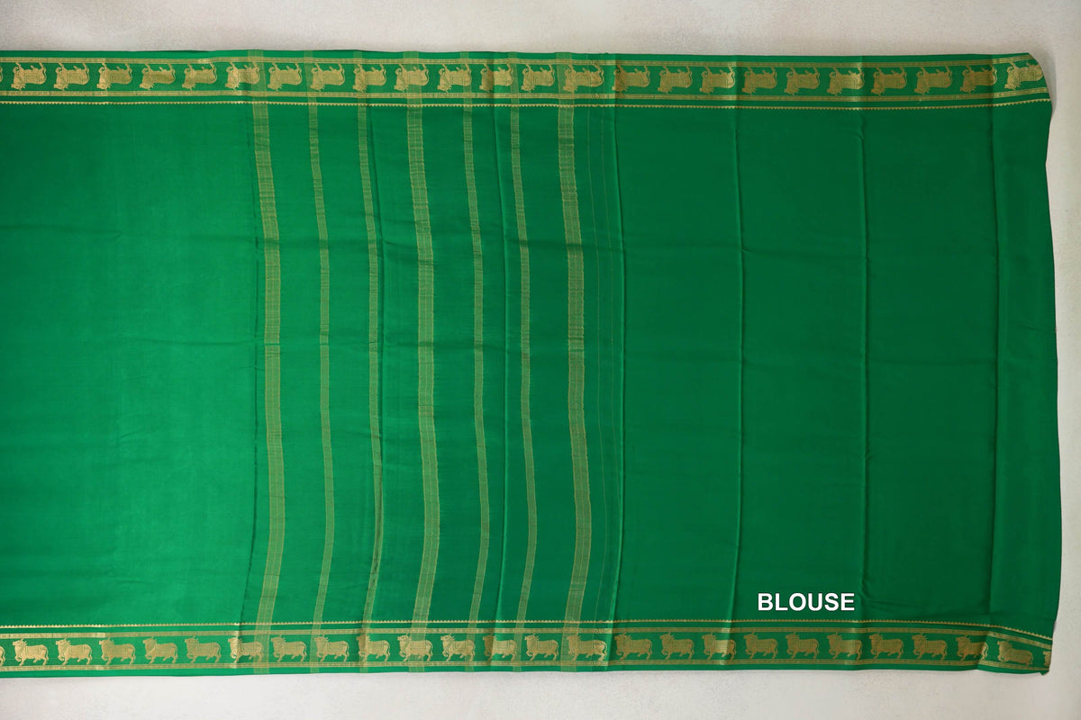 Leaf Green Mysore Silk Saree blouse