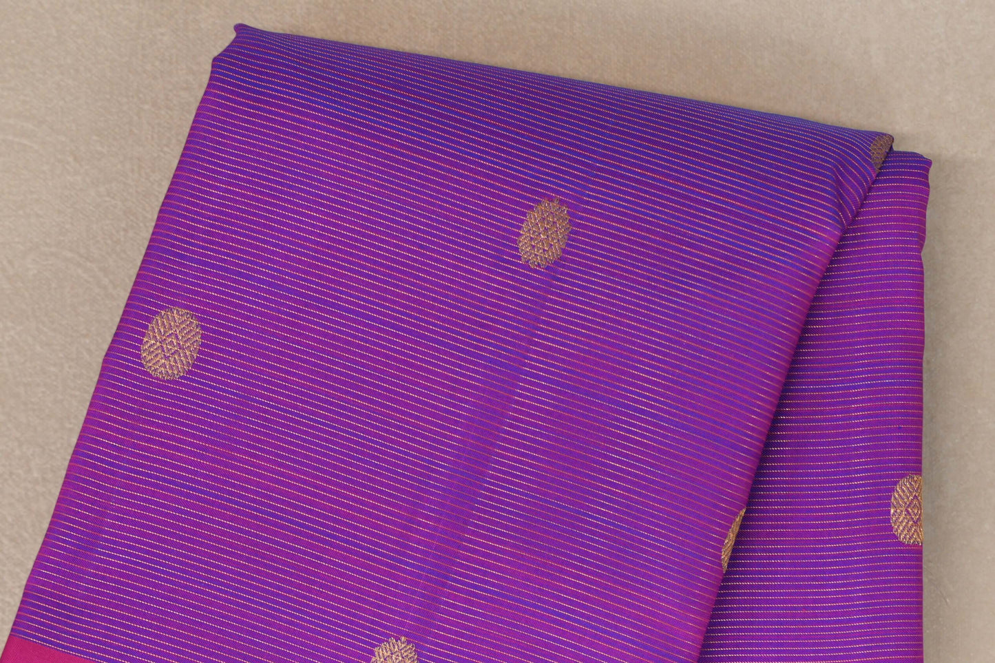 Dual Tone of Pink and Blue with Rani Pink Borders Vintage Kanjivaram Silk Saree body