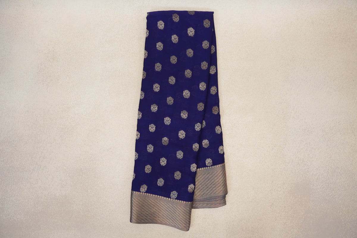 Online Deep Royal Blue Mysore Silk Saree