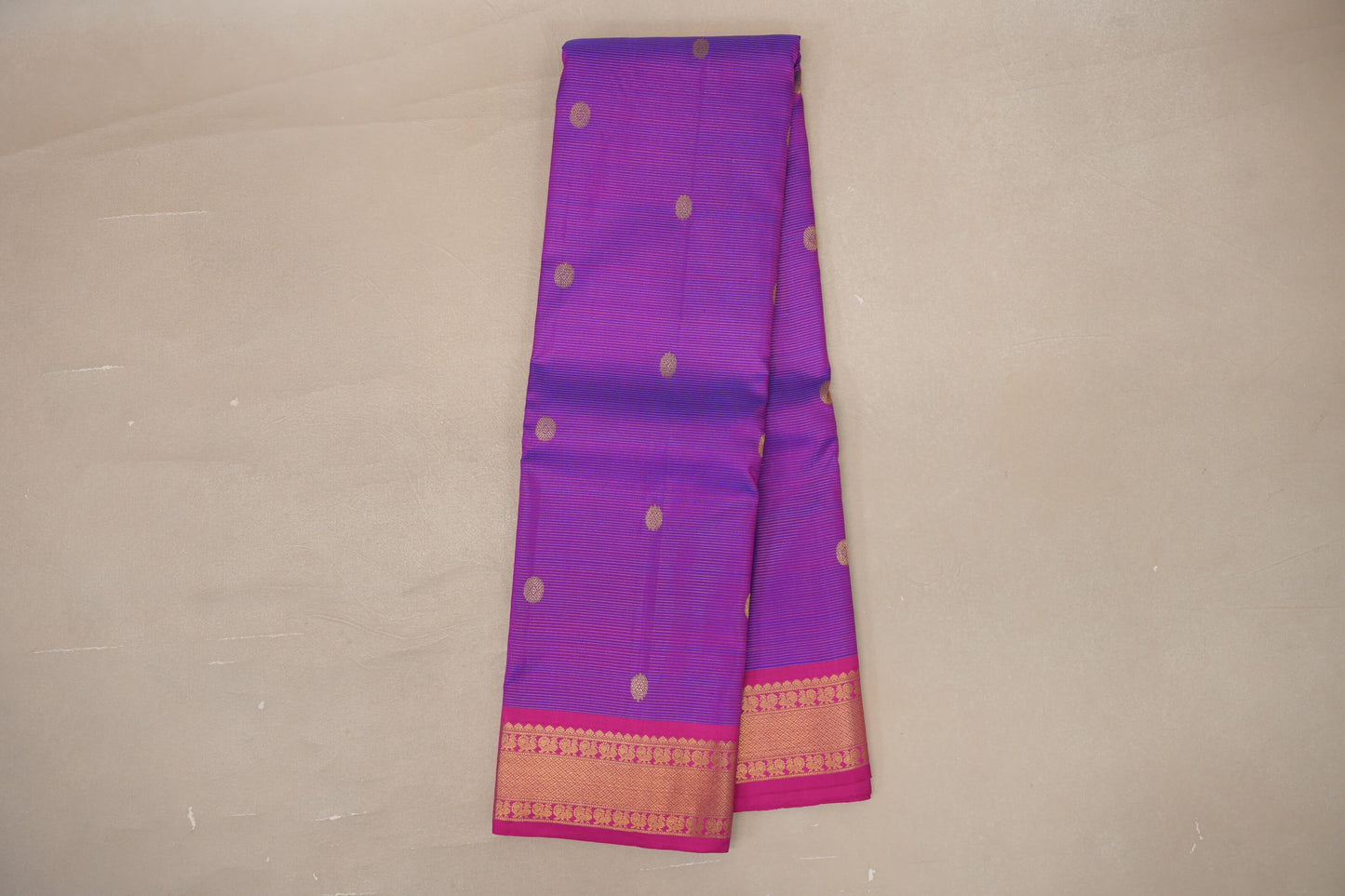 Online Dual Tone of Pink and Blue with Rani Pink Borders Vintage Kanjivaram Silk Saree